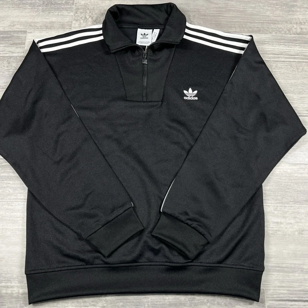 Adidas Originals Funnel Neck 1/4 Zip Track‎ Jacket Top Men's Size M Black IZ4803